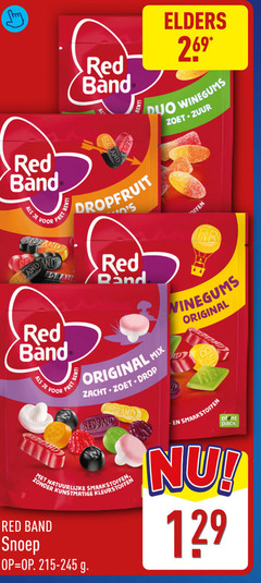  red band snoep redband elders duo winegums dropfruit re rand original mix zacht zoet drop smaakstoffen kleurstoffen zuur stoffen plant pack 