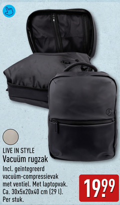  rugtas live style rugzak ventiel laptopvak ca. cm l stuk 