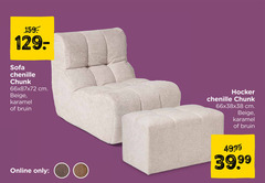  hocker sofa chenille chunk cm beige karamel bruin online only 