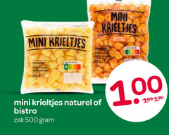 klik op dit plaatje voor een vergroting en voor vergelijkbare aanbiedingen gerelateerd aan
100 500 mini krieltjes 300 bistro naturel zak 100 500 mini krieltjes 300 bistro naturel zak