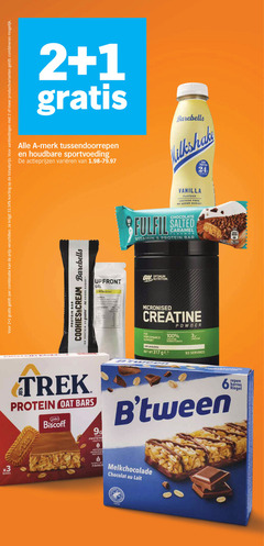  1 2 3 6 20 24 100 bars merk tussendoorrepen houdbare sportvoeding varieeren milkshake combinatie productvarianten combineren protein bar cream added sugar vanilla flavour lactose free salted caramel vitamin optimum nutrition gel citroen creatine for support ge powder monohydrate btween servings trek lotus biscoff plant vegetale natural ingredient naturel source fibre melkchocolade chocolat lait cocos repen barres riegel high serving 