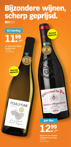  rode wijn witte 3 8 wijnen scherp geprijsd nix18 le chant la vigne pouilly frankrijk fles liter ingekocht appellation du pape millesime vignerons 