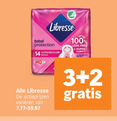  libresse maandverband inlegkruisjes 2 3 14 100 total protection ultra regular wings up to leak free super comfy-cat center varieeren 