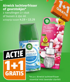 klik op dit plaatje voor een vergroting en voor vergelijkbare aanbiedingen gerelateerd aan
1 2 20 250 airwick luchtverfrisser geurstokjes navullingen stuk bussen ml actieprijs fleur framboise fresh odeurs 24 geuren m.u.v essential mist lavender startkit 1 2 20 250 airwick luchtverfrisser geurstokjes navullingen stuk bussen ml actieprijs fleur framboise fresh odeurs 24 geuren m.u.v essential mist lavender startkit