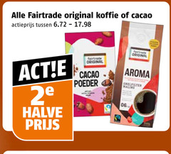  fair trade original koffie 200 fairtrade cacao actieprijs 2e halve poeder aroma snelfilter maling 06 
