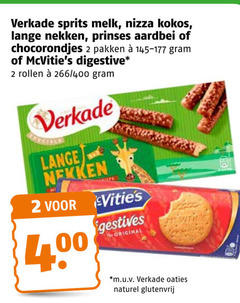  2 verkade sprits melk nizza kokos lange nekken prinses aardbei pakken digestive rollen 400 original m.u.v naturel glutenvrij 