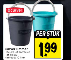  10 curver emmer antraciet blauw inhoud liter stuk 