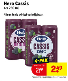  hero frisdrank 4 100 250 cassis ml recycle recyclable green originele to zero waste taste added sugar pak since 4x 250ml 