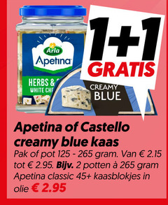 klik op dit plaatje voor een vergroting en voor vergelijkbare aanbiedingen gerelateerd aan
1 2 apetina herbs white creamy blue castello kaas pak pot potten classic 45 kaasblokjes olie 1 2 apetina herbs white creamy blue castello kaas pak pot potten classic 45 kaasblokjes olie