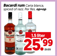  bacardi rum carta blanca spiced razz fles liter 
