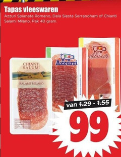  40 99 tapas vleeswaren spianata romano dela siesta serranoham chianti salami milano pak salame 