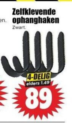  4 zelfklevende ophanghaken zwart delig elders 