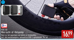  3 jaar ride go mini lucht fietspomp o.a. oppompen ballen fietsbanden drie ventieladapters usb oplaadkabel 