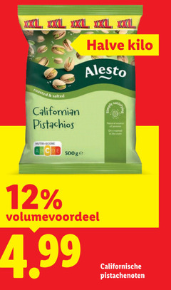  12 xxl halve kilo roasted salted californian pistachios nutri score natural source protein dry oven volumevoordeel californische pistachenoten 