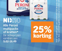  peroni speciaalbieren 1 6 25 nastro azzurro nix18 multipacks kratten varieeren combinatie aanbieding maximaal 