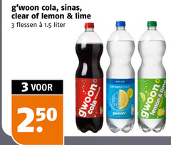  3 cola sinas clear lemon lime flessen liter 2 50 gwoon 