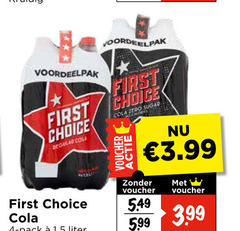  first choice cola regular coll zero sugar voucher 3.99 pack 1 5 liter 5.99 
