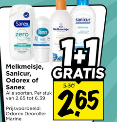  1 sanex melkmeisje odorex zero sanicur original soorten stuk deoroller marine honing 