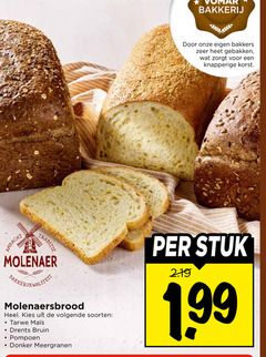  brood bakkerij bakkers gebakken knapperige korst traditie molenaer bakker molenaersbrood volgende soorten tarwe drents bruin pompoen donker meergranen stuk 