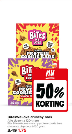 klik op dit plaatje voor een vergroting en voor vergelijkbare aanbiedingen gerelateerd aan
50 120 225 bites love protein crunchy whole grain fibre cookie bars bit chocolat core dozen chocolate chip doos 50 120 225 bites love protein crunchy whole grain fibre cookie bars bit chocolat core dozen chocolate chip doos