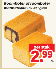 cake 400 roomboter marmercake pak stuk 3.99 