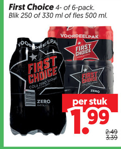  first choice cola 6 250 330 500 pack blik ml fles zero sugar calories regular stuk 