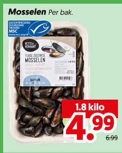  mosselen bak gecertificeerd duurzame visserij www.msc.org nl vette verhaart verse zeeuwse moules frische fresh super 1 8 kilo 4 99 