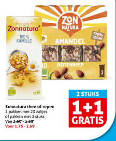  zonnatura thee mueslirepen 1 2 3 10 20 100 natuurlijk kamille zon natura amandel notenreep bio repen pakken zakjes stuks 