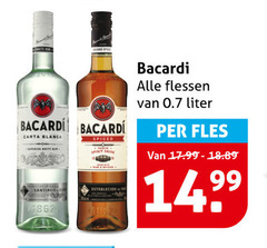  bacardi rum carta blanca santiago spiced establecido flessen liter fles 