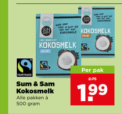  sum and sam kokosmelk 6 17 500 light minder vet idee kook gold fairtrade pakken pak 