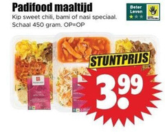  oosterse maaltijd 450 padifood beter leven kip sweet chili bami nasi schaal 3.99 