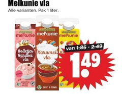  melkunie vla 1 pak liter bolletjes karamel b aardbei romig 