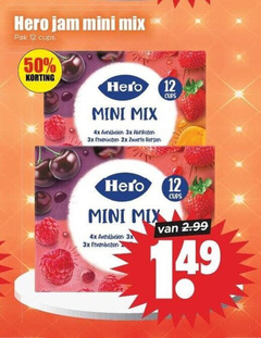  hero jam 12 23 50 mini mix pak cups 4x aardbeien 3x abrikozen frambozen 2x zwarte kersen 