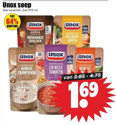  unox soep 64 zak ml rijkgevuld hongaarse goulash heldere kippen rijk eiwitten groenten vezels romige champignon chinese tomaten 1 69 