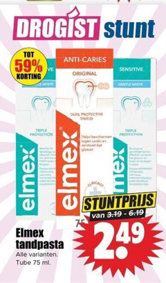  elmex tandpasta droge anti caries sensitive le white original gentle triple protection beschermt at dual protective shield tube ml beschermen clinically gevoelige tanden ht cares 