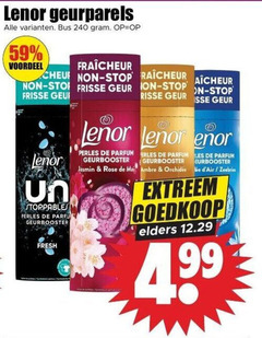  lenor wasverzachter 240 geurparels bus voordeel stop frisse geur ion stoppables perles geurbooster fresh parfum jasmin rose ambre les zeebries extreem elders 4 99 