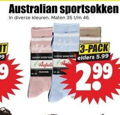 klik op dit plaatje voor een vergroting en voor vergelijkbare aanbiedingen gerelateerd aan
3 35 46 australian sportsokken kleuren maten luxury sport australia fashion pack elders 5.99 3 35 46 australian sportsokken kleuren maten luxury sport australia fashion pack elders 5.99