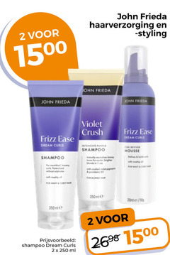 klik op dit plaatje voor een vergroting en voor vergelijkbare aanbiedingen gerelateerd aan
2 100 250 1500 15 john frieda haarverzorging styling frizz dream shampoo violet crush intensive mousse curls ml 2 100 250 1500 15 john frieda haarverzorging styling frizz dream shampoo violet crush intensive mousse curls ml