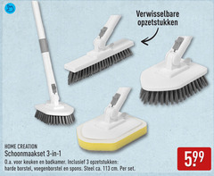  1 3 verwisselbare opzetstukken home creation schoonmaakset keuken badkamer harde borstel voegenborstel spons steel ca. cm 