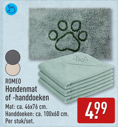  romeo hondenmat mat ca. 46x76 cm handdoeken stuk 