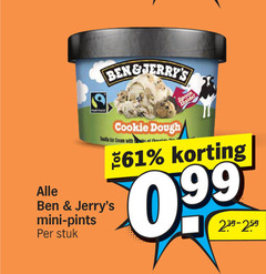  ben and jerrys ijsbekers fairtrade spoon inside cookie dough vanilla ice cream with mini pints stuk 