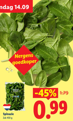  spinazie 450 goedkoper zak 