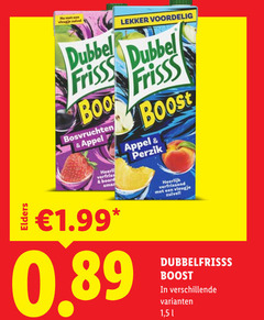  dubbelfrisss fruitdrank vleugje zuivel dubbel boost bosvruchten appel boord perzik verfrissend elders 1 5 