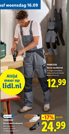  46 woensdag parkside lidl.nl heren werkbroek lengte verstelbare elastische bretels maten xl online werkschoenen stalen neus veiligheidsklasse 