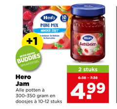  hero jam 2 10 1 beter buddies mini mix potten minder zoet 2x abrikozen doosjes stuks cups aardbeien 4 99 