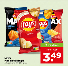  lays chips 2 la paprika flavour taste less salt quality potatoes naturel nutri score flatchips zakken 185-200 crunch 