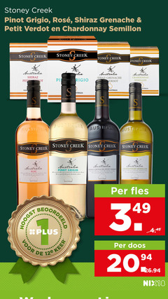  rode wijn rose witte 3 stoney creek pinot grigio rosee shiraz grenache petit chardonnay semillon australia pet alia win gat proud thing out loud wall hand quest australian land beoordeeld keer fles doos nix18 