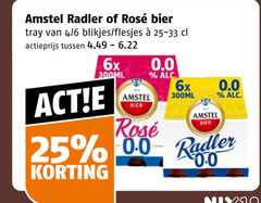 amstel radler bier 25 rosee tray 4 6 blikjes 25-33 actieprijs 6x 300ml 0.0 