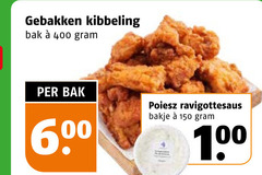  100 150 400 600 gebakken kibbeling bak ravigottesaus bakje 