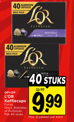  douwe egberts l or koffiecups 6 40 aluminium capsules maxi pack espresso profondo forza onyx ristretto pak stuks pakken 